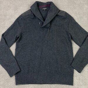 Banana Republic Merino Wool Shawl Collar Sweater Men's Large Fits Medium Gray